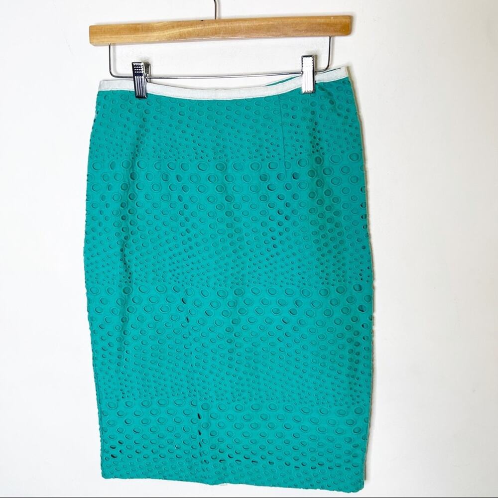 Boden Teal & White Trim Skirt SZ 4R